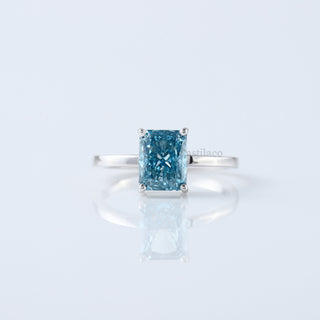 Solitaire Fancy Blue Radiant Cut Lab Grown Diamond Anniversary Gift For Ring