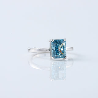 Solitaire Fancy Blue Radiant Cut Lab Grown Diamond Anniversary Gift For Ring