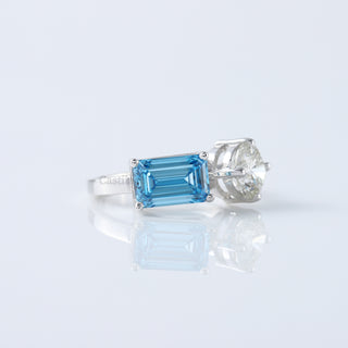 Blue Emerald & Diamond Toi Et Moi 3.20CT Lab Grown East-to-West Two-Stone Engagement & Anniversary Ring