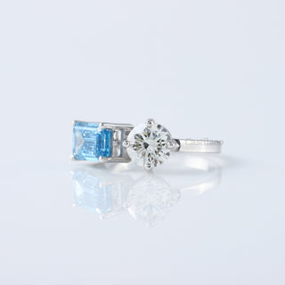 Blue Emerald & Diamond Toi Et Moi 3.20CT Lab Grown East-to-West Two-Stone Engagement & Anniversary Ring