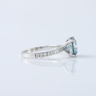 2.00 CT Round Certified Lab Grown Blue Diamond Engagement Ring for Her