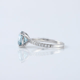 2.00 CT Round Certified Lab Grown Blue Diamond Engagement Ring for Her