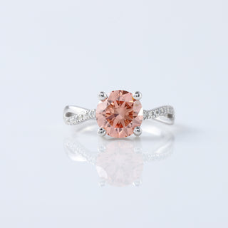 Twisted Pave Set 2.00 CT Round Pink Color Lab Grown Diamond Ring