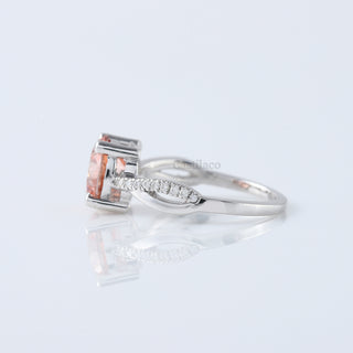 Twisted Pave Set 2.00 CT Round Pink Color Lab Grown Diamond Ring