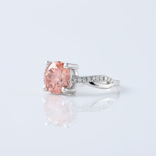 Twisted Pave Set 2.00 CT Round Pink Color Lab Grown Diamond Ring