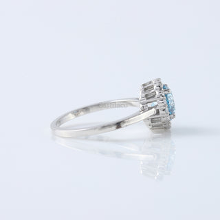 Half Halo Blue Round Cut Lab Grown Diamond Solitaire Ring