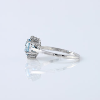 Half Halo Blue Round Cut Lab Grown Diamond Solitaire Ring