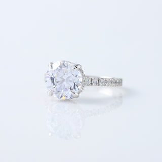 Hidden Halo 3CT Round Cut Lab Grown Diamond Engagement Ring