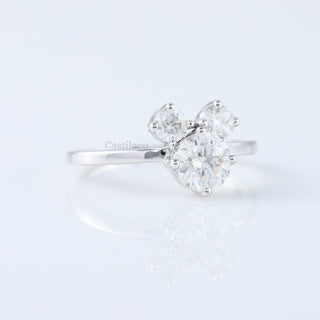 Three Stone Moissanite Diamond Mickey Mouse Face Ring