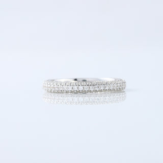 1.00 TW Round Lab Grown Three Row Pave Half Eternity Wedding Band