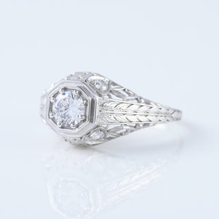 1890s Vintage 0.70Ct Round Cut Moissanite Diamond Art Deco Ring Vintage Ring