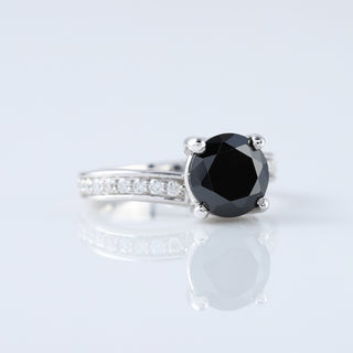 Black Moissanite Diamond Twisted Shank Engagement Ring