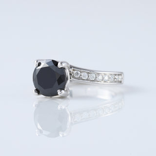 Black Moissanite Diamond Twisted Shank Engagement Ring