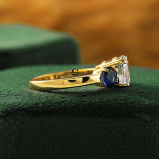 Three Stone Round Lab Grown Engagement Ring in 14K Solid Gold