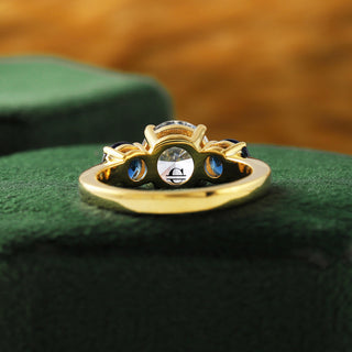 Three Stone Round Lab Grown Engagement Ring in 14K Solid Gold