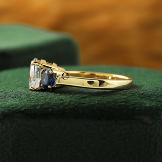 Three Stone Round Lab Grown Engagement Ring in 14K Solid Gold