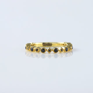 14K Yellow Gold Black Moissanite Diamond Bezel Setting Half Eternity Ring