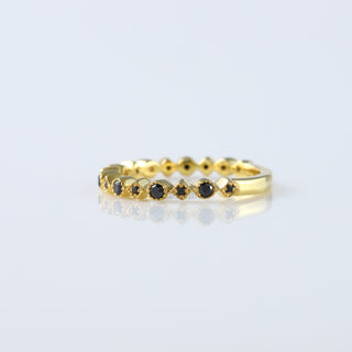 14K Yellow Gold Black Moissanite Diamond Bezel Setting Half Eternity Ring