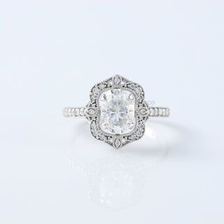 Oval Cut Lab Grown Diamond Vintage Art Deco Engagement Ring