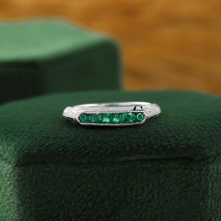 Vintage Art Deco Green Sapphire Lab Grown Diamond Eternity Band