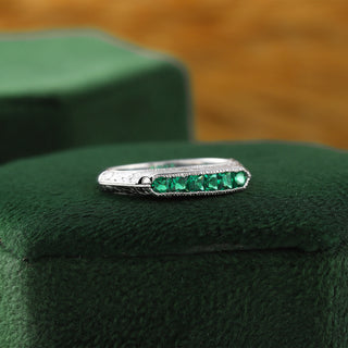 Vintage Art Deco Green Sapphire Lab Grown Diamond Eternity Band