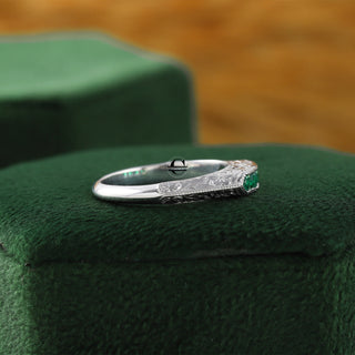 Vintage Art Deco Green Sapphire Lab Grown Diamond Eternity Band