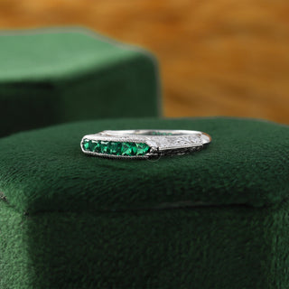 Vintage Art Deco Green Sapphire Lab Grown Diamond Eternity Band
