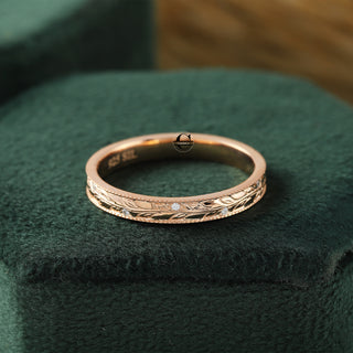 Vintage Full Eternity Round Moissanite Leaf Design Diamond Wedding Band