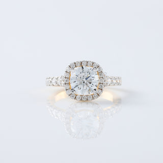 1.50 CT Cushion Lab Grown Diamond Halo Engagement 14K Solid Gold Ring