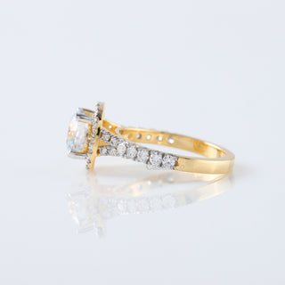 1.50 CT Cushion Lab Grown Diamond Halo Engagement 14K Solid Gold Ring