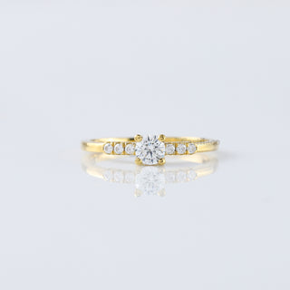 Round Moissanite Engagement Ring in 14k Solid Gold, Promise Ring for Women