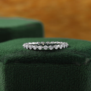 Round Moissanite Diamond Bubble Floating Matching 14K White Gold Band