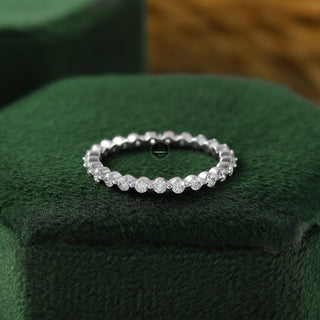 Round Moissanite Diamond Bubble Floating Matching 14K White Gold Band