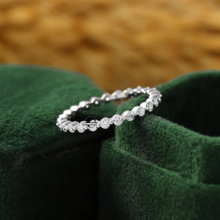 Round Moissanite Diamond Bubble Floating Matching 14K White Gold Band