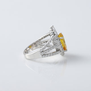 2 CT Pear Yellow Lab Grown Diamond Split Shank 14K White Gold Ring