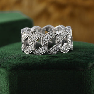 Men's Chunky Chain 14k White Gold Cuban Ring 