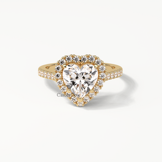 2.00 CT Heart Shape Lab Grown Diamond Engagement Ring, Certified Heart Diamond Ring, Halo Wedding Ring, Heart Diamond Anniversary Gift Ring