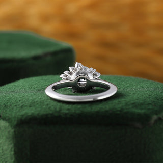 Round Moissanite Cluster Diamond Engagement Ring in 14k White Gold