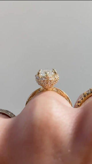 3 CT Marquise Cut Moissanite Diamond Hidden Halo Ring By CastilaCo