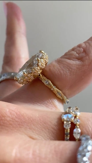 3 CT Marquise Cut Moissanite Diamond Hidden Halo Ring By CastilaCo