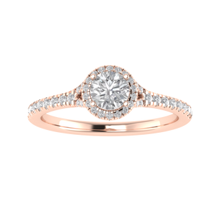 Halo Split Shank Round Cut Moissanite Engagement Ring