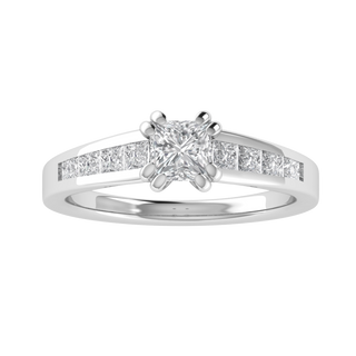 Princess Colorless Moissanite Diamond Engagement 14K White Gold Ring