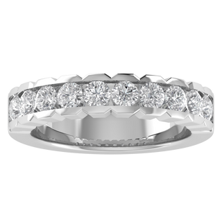 Unique Style Round Lab Grown Diamond Matching 14K White Gold Band