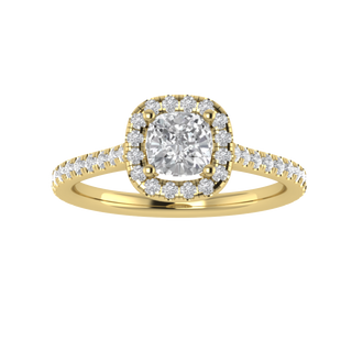 Halo Solitaire With Accent Cushion Cut Moissanite Engagement Ring