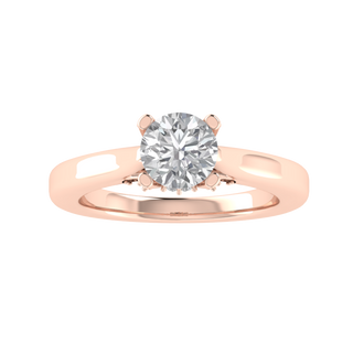 Solitaire Hidden Halo Round Cut Moissanite Engagement Ring