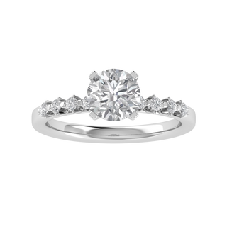 Solitaire With Accent Round Cut Moissanite Engagement Ring