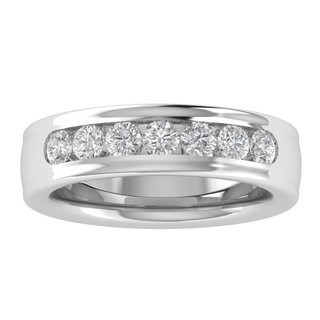 Round Lab Grown Diamond Channel Set 14K White Gold Wedding Band