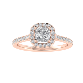 Halo Solitaire With Accent Cushion Cut Moissanite Engagement Ring