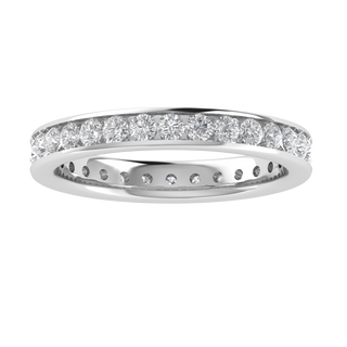 Full Eternity Round Lab Grown Diamond Channel Set 14K White Gold Wedding Band