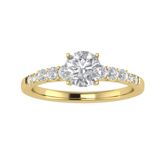 Hidden Halo Milgrain Solitaire With Accent Moissanite Ring